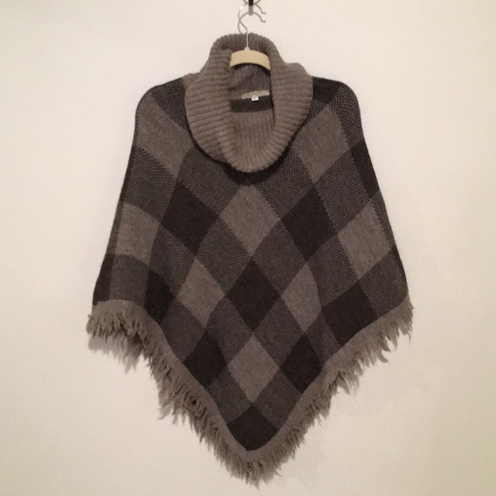 Cowel neck sweater poncho, s/m, neutral tones!